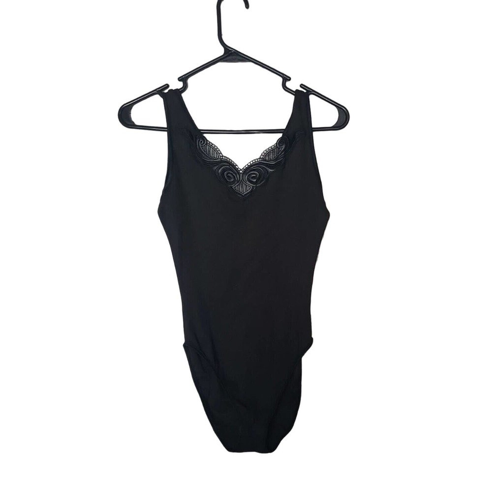VTG NOS Honors Intimates Black One‎ Piece Sleeveless Bodysuit Womans Size Small